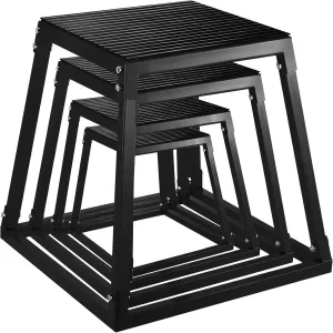 Happybuy Plyometric Platforms 4 PCS Set (6", 12", 18", 24"),Plyometric Jump Box Plyometric Training Jump Squat Box Fitness Box Set for Jump Exercise Fit Training Black