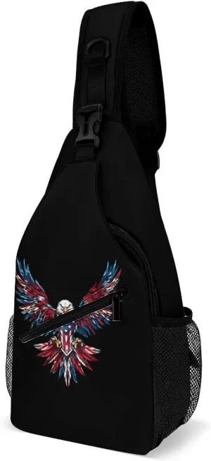 Hawks U.S. Flag Crossbody Sling Bag Novelty Chest Bags Shoulder Backpack For Travel Hiking