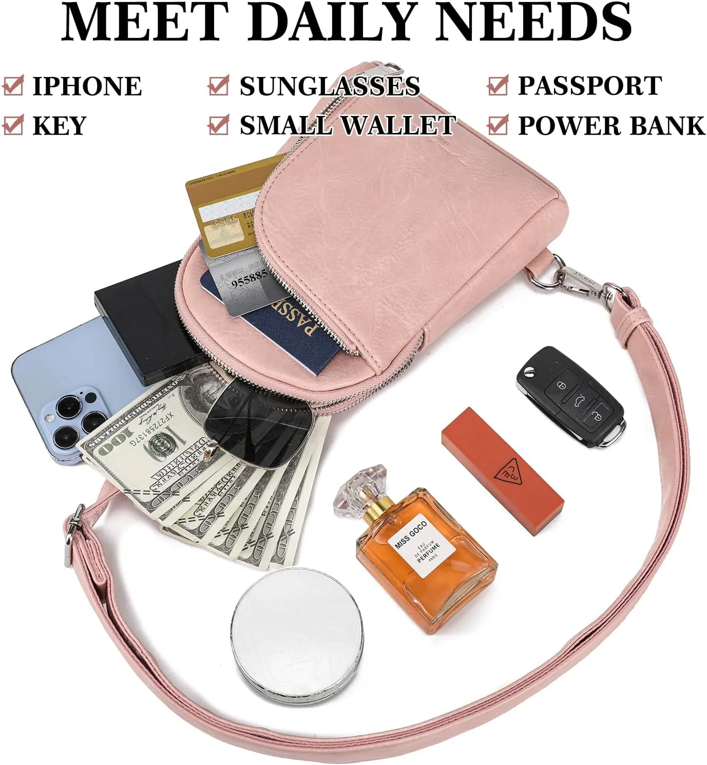 Haytijoe RFID Blocking Crossbody Bags for Women Travel Small Sling Bag Leather Cross Body Bag for Woman Fanny Packs Chest Bag