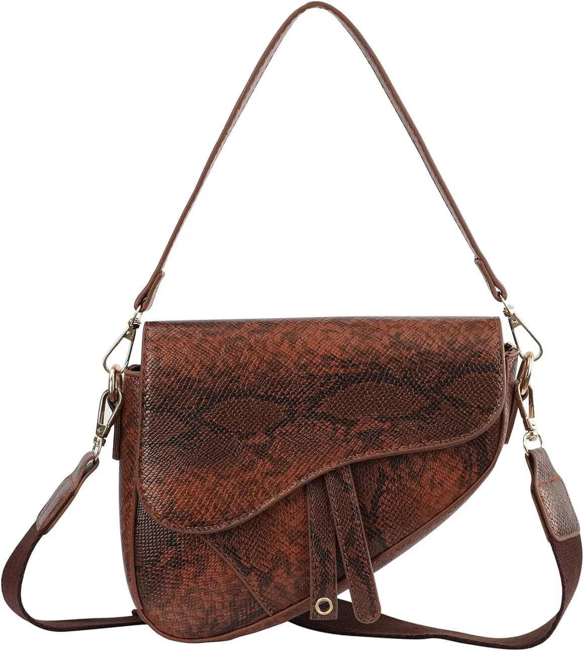 HDE Women's Saddle Shoulder Bag PU Leather Crossbody Purse Crocodile Handbag