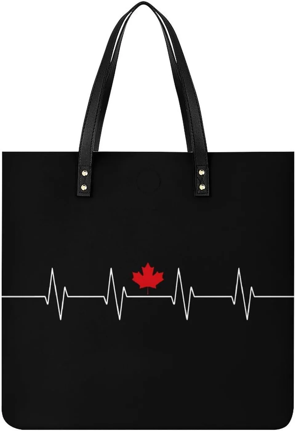 Heartbeat Maple Leaf Canada Flag Top Handle Satchel Handbags PU Leather Tote Bags Shoulder Bags for Women