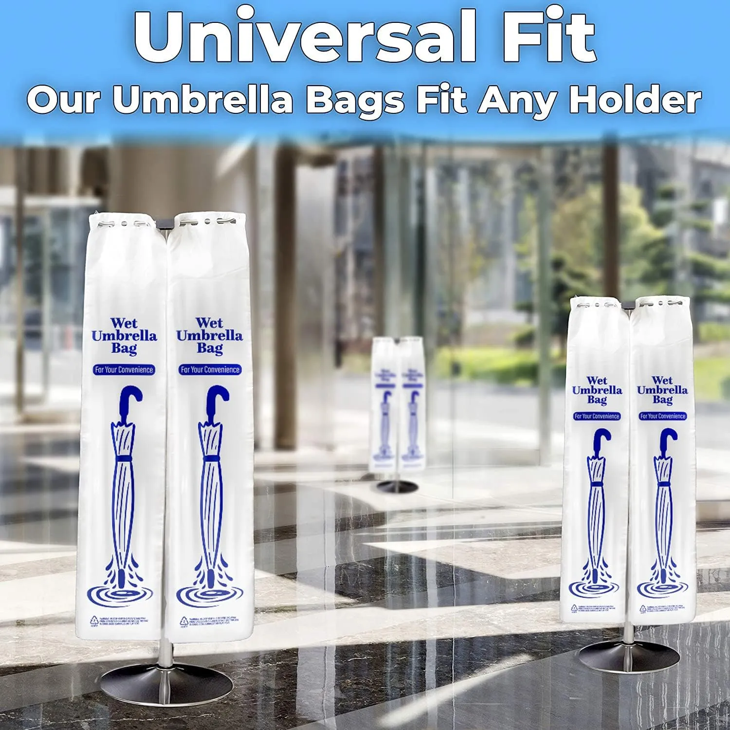 Heavy Duty Universal Fit Umbrella Rain Bags. 1000Pk Big Covers for Wet Umbrellas. Large Disposable Clear Plastic Sleeves Keep Church or Lobby Floors Dry. Perfect Refill for Any Bag Stand or Holder.
