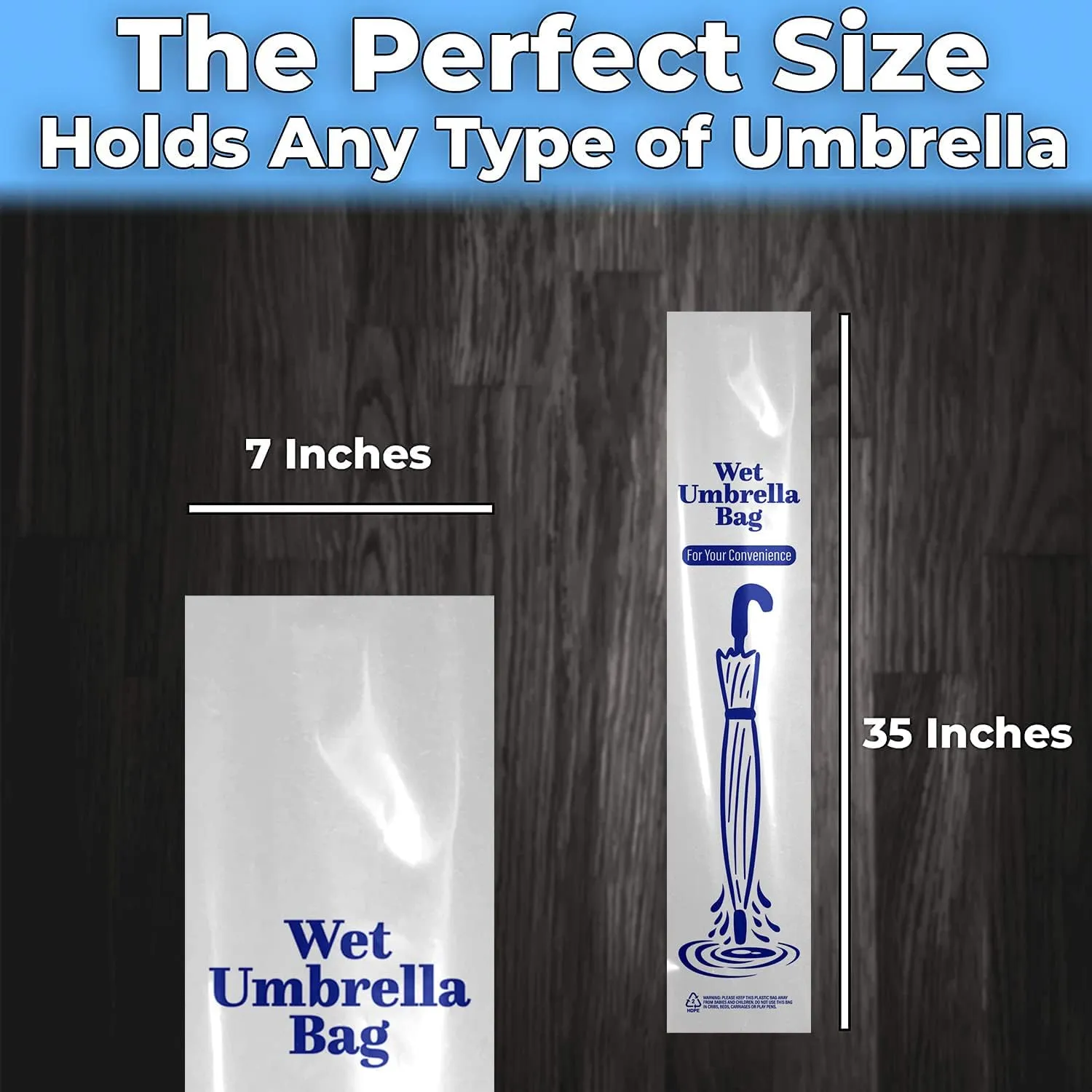 Heavy Duty Universal Fit Umbrella Rain Bags. 1000Pk Big Covers for Wet Umbrellas. Large Disposable Clear Plastic Sleeves Keep Church or Lobby Floors Dry. Perfect Refill for Any Bag Stand or Holder.