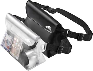 HEETA 2/3/4 Pack Waterproof Pouch with Waist Strap, Screen Touchable Dry Bag with Adjustable Belt for Phone Valuables for Kayaking, Swimming, Snorkeling, Boating, Fishing, Surfing & Beach