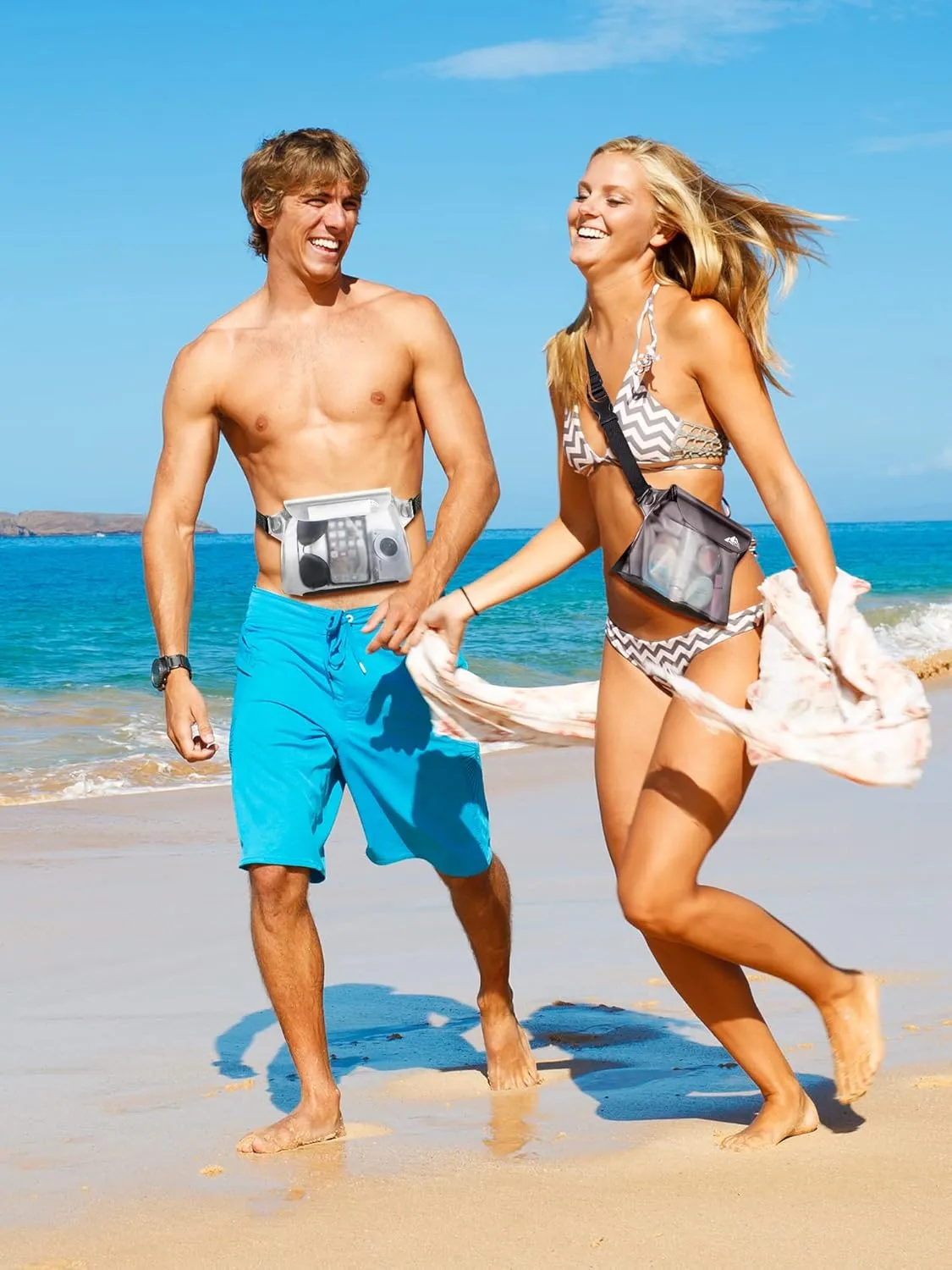 HEETA 2/3/4 Pack Waterproof Pouch with Waist Strap, Screen Touchable Dry Bag with Adjustable Belt for Phone Valuables for Kayaking, Swimming, Snorkeling, Boating, Fishing, Surfing & Beach