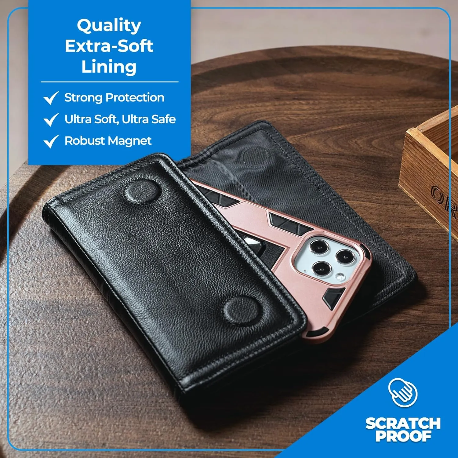 Hengwin Leather Cell Phone Belt Case Fits for iPhone 16 Pro Max 15 Pro Max 14 Plus Samsung Galaxy A15 A25 S24 Ultra S23  Holster Phone Pouch Belt Holder (Black)