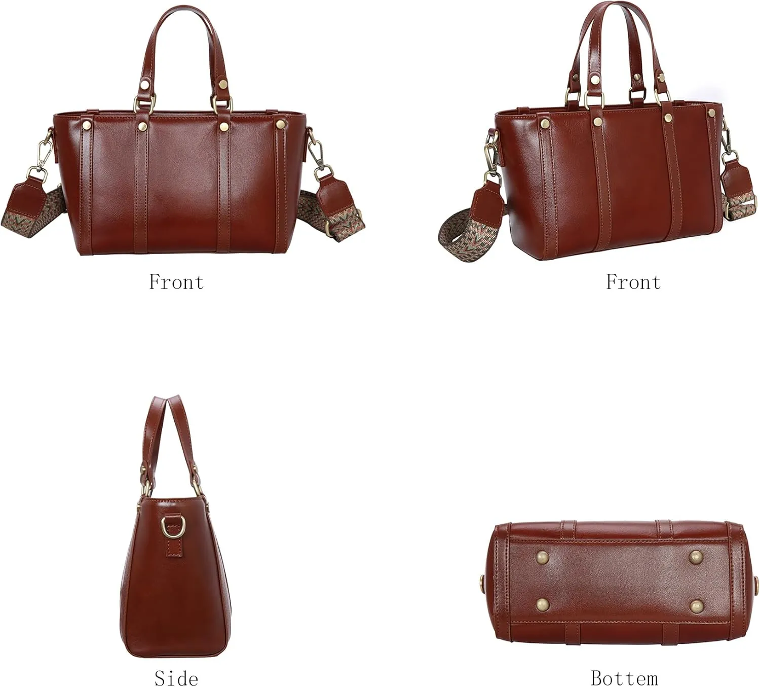 HESHE Genuine Leather Handbags for Women Satchel Bag Tote Purse Designer Crossbody Bags with Two Adjustable Straps