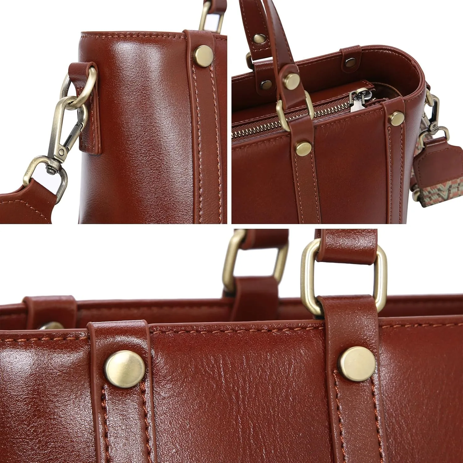 HESHE Genuine Leather Handbags for Women Satchel Bag Tote Purse Designer Crossbody Bags with Two Adjustable Straps