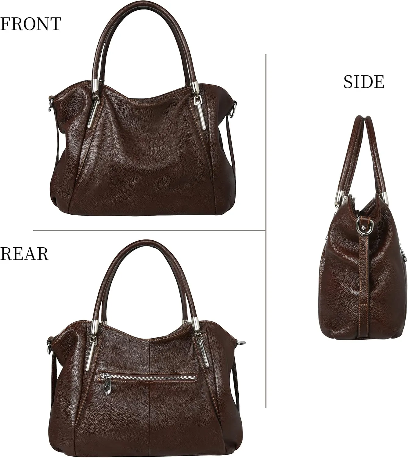 HESHE Leather Purses for Women Designer Handbags Hobo Crossbody Shoulder Bag Satchel Handbag Work Tote Bags