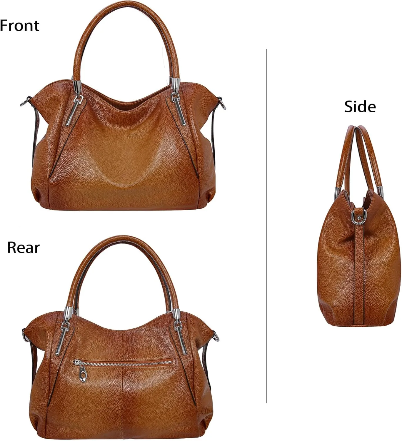 HESHE Leather Purses for Women Designer Handbags Hobo Crossbody Shoulder Bag Satchel Handbag Work Tote Bags