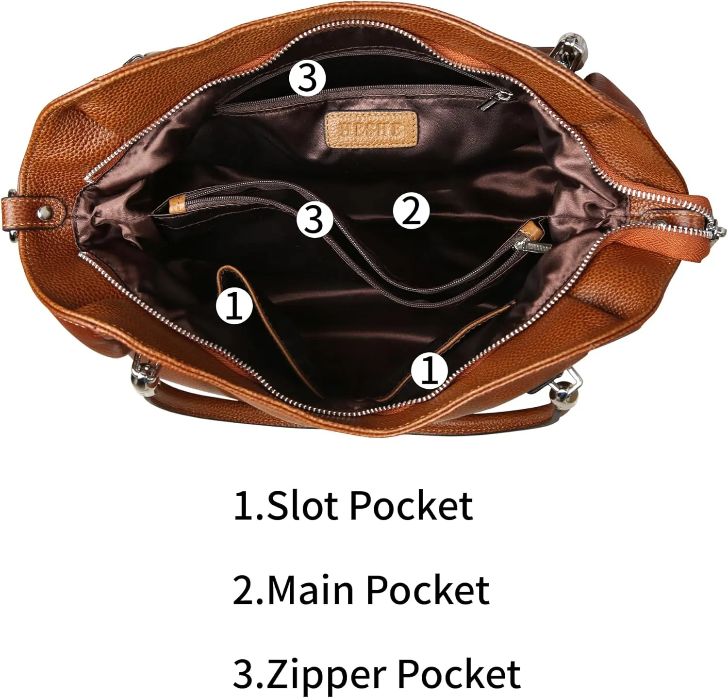 HESHE Leather Purses for Women Designer Handbags Hobo Crossbody Shoulder Bag Satchel Handbag Work Tote Bags