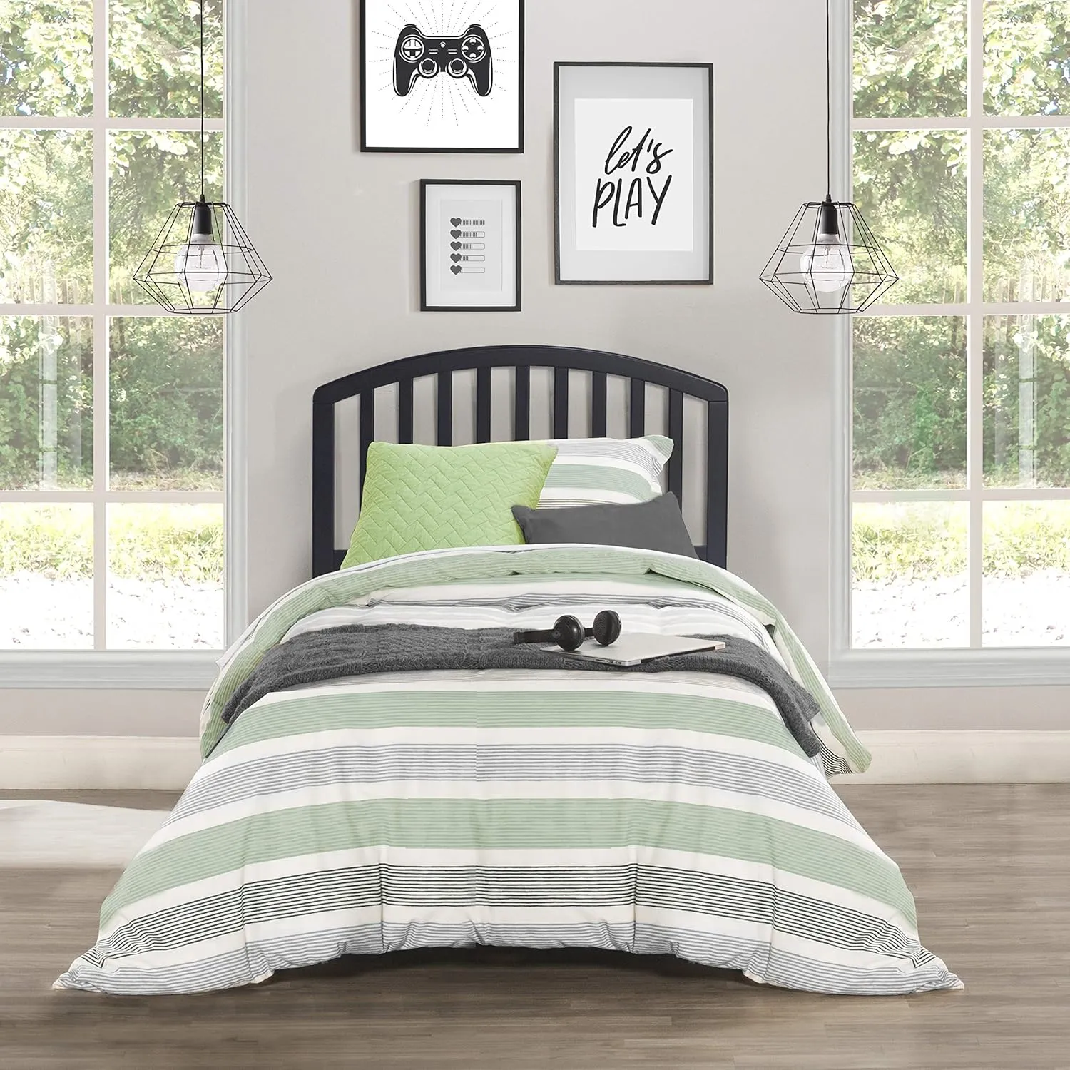 Hillsdale Furniture Carolina Headboard with Rails, Twin, Black