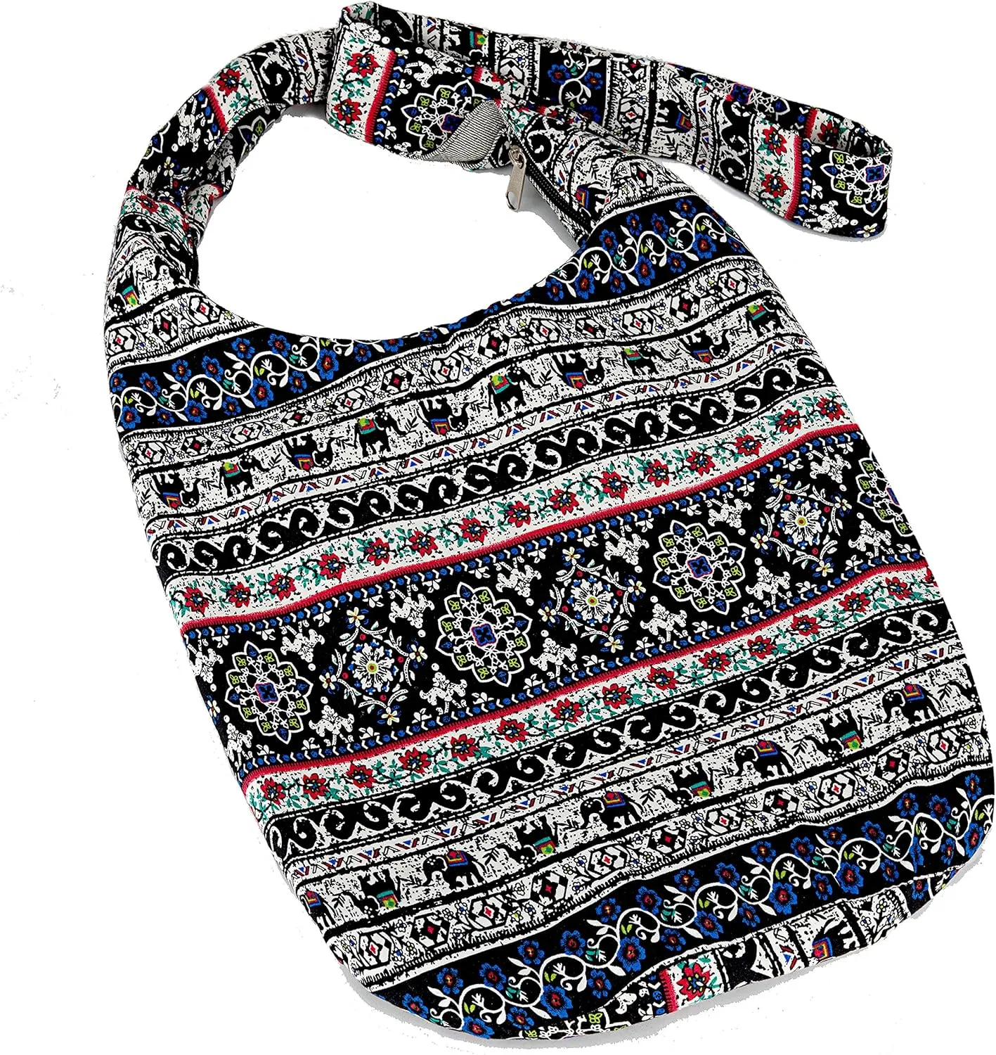 Hippie Crossbody Bag Thai Top Zip Hobo Sling Bag Handmade Hipster Messenger Bag