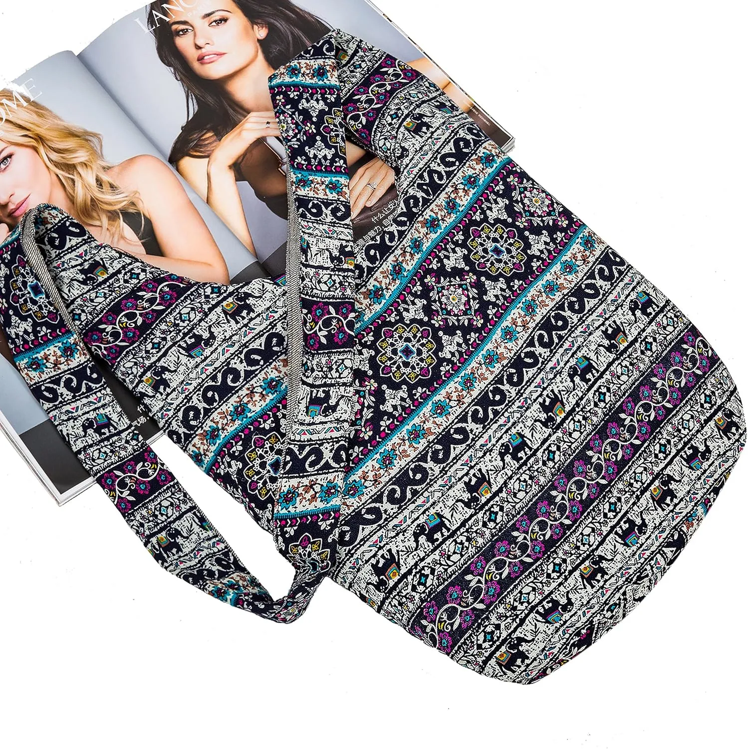 Hippie Crossbody Bag Thai Top Zip Hobo Sling Bag Handmade Hipster Messenger Bag