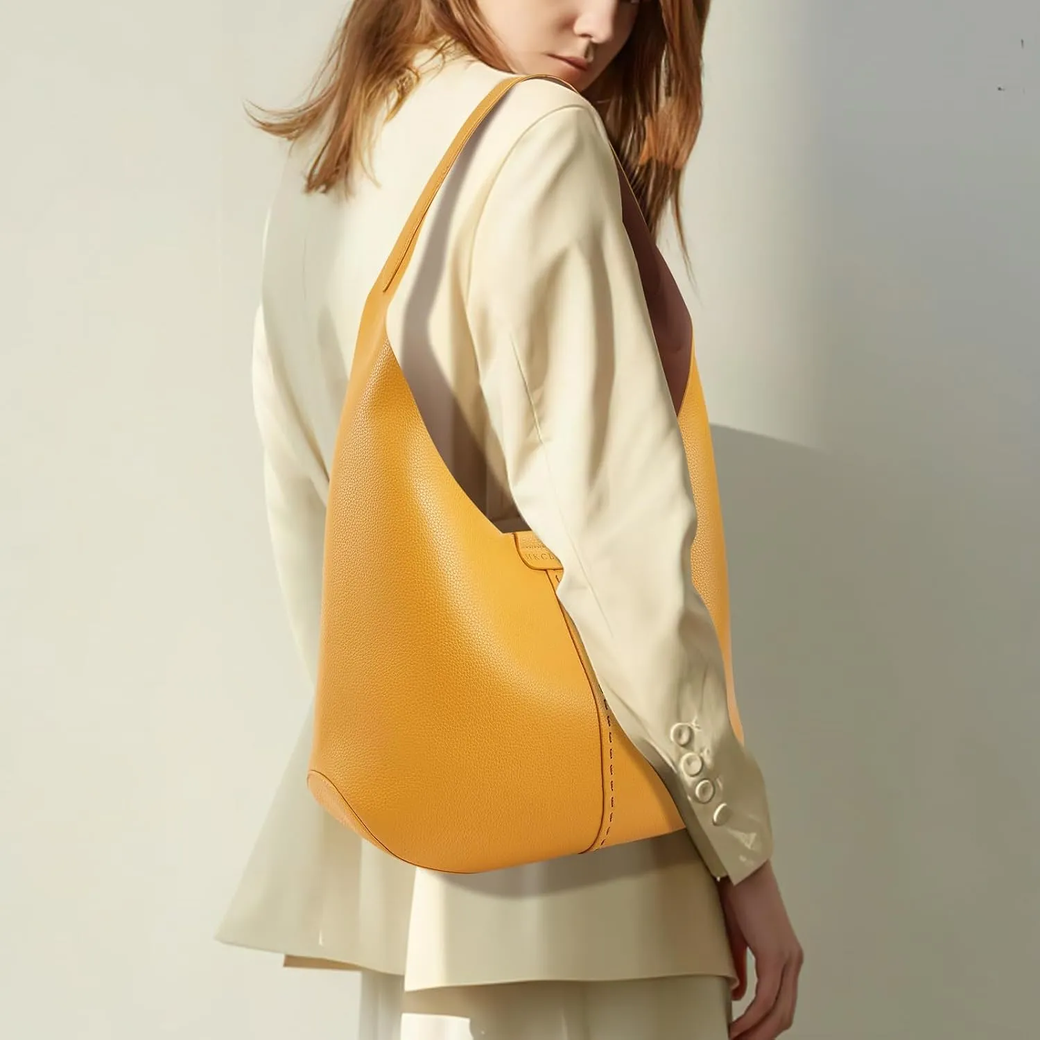 HKCLUF Hobo Bags Purses for Women 2PCS/Set,Soft Vegan Leather Slouchy Shoulder Handbags with Small Crossbody Bags for Women