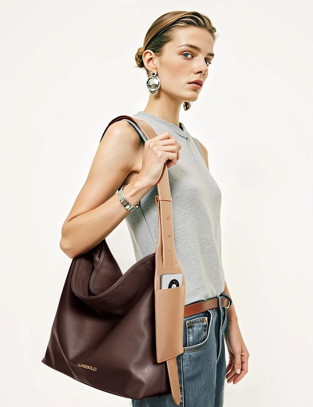 Hobo Bag for Women Shoulder Handbags with Phone Pocket Tote Purses