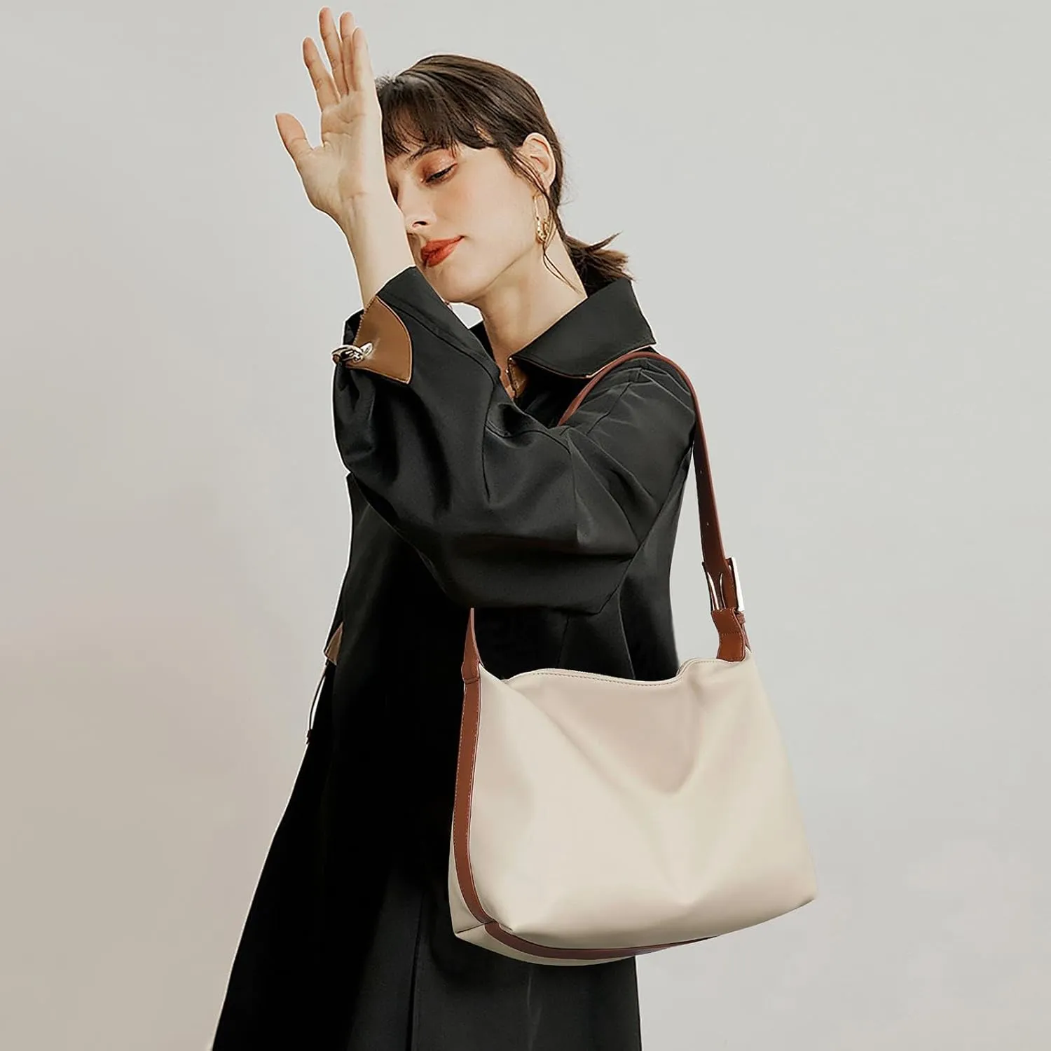Hobo Bag for Women Vegan Leather Tote Bag for Women Slouchy Shoulder Handbag Purse Crossbody with Adjustable Strap