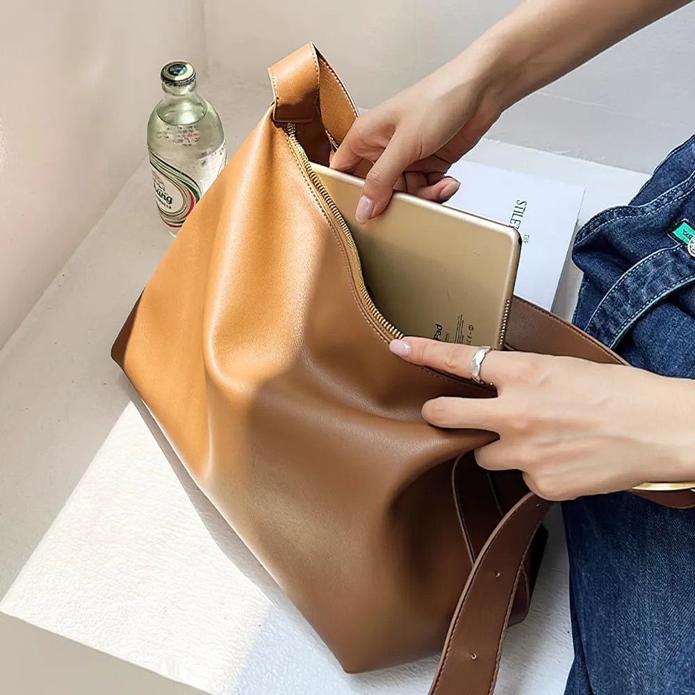 Hobo Bag for Women Vegan Leather Tote Bag for Women Slouchy Shoulder Handbag Purse Crossbody with Adjustable Strap