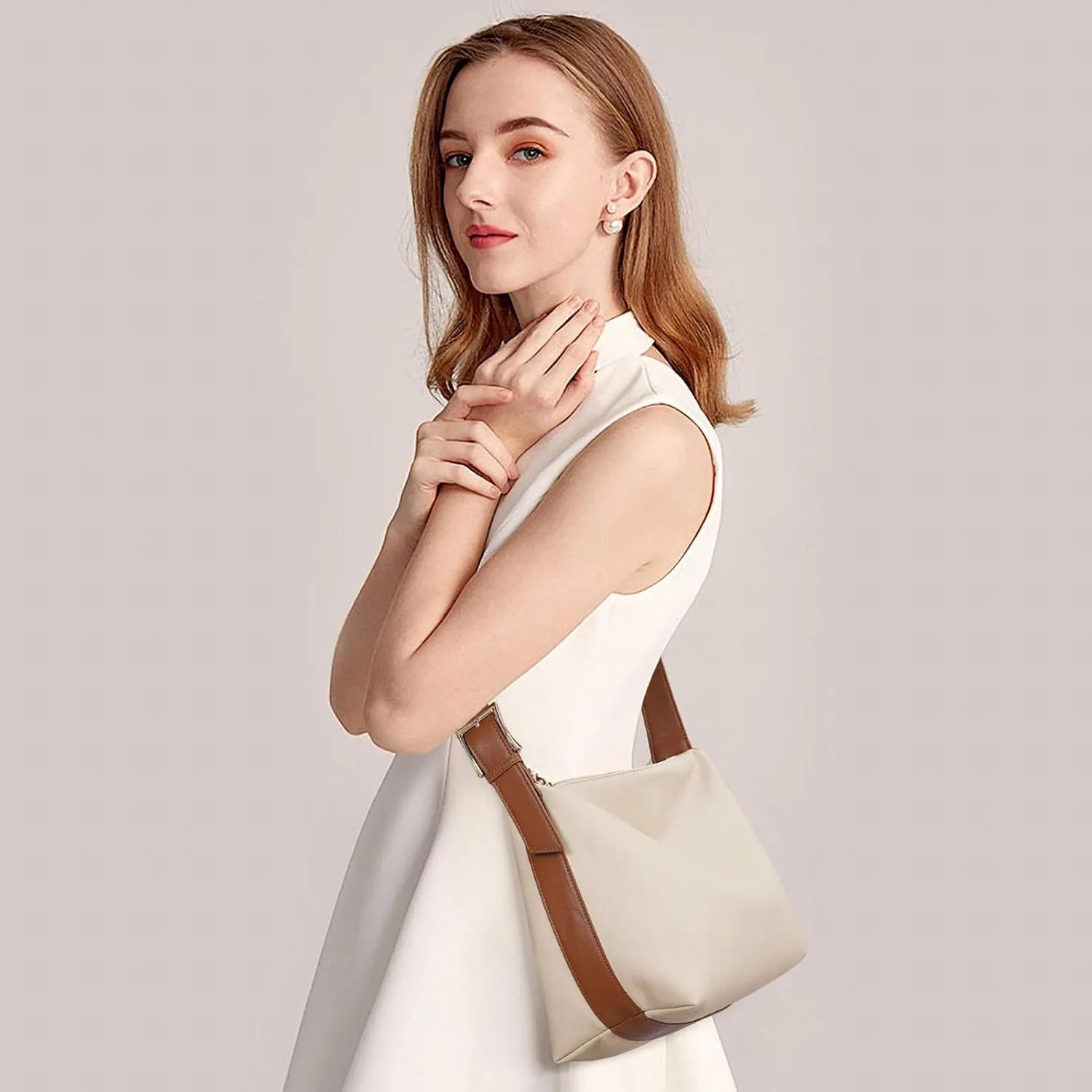 Hobo Bag for Women Vegan Leather Tote Bag for Women Slouchy Shoulder Handbag Purse Crossbody with Adjustable Strap