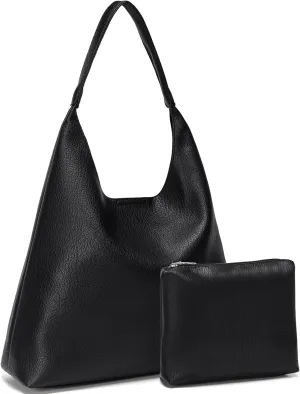 Hobo Bags for Women 2 Pcs, Soft Designer Tote Purses Slouchy Shoulder Bag Vegan Leather Handbag