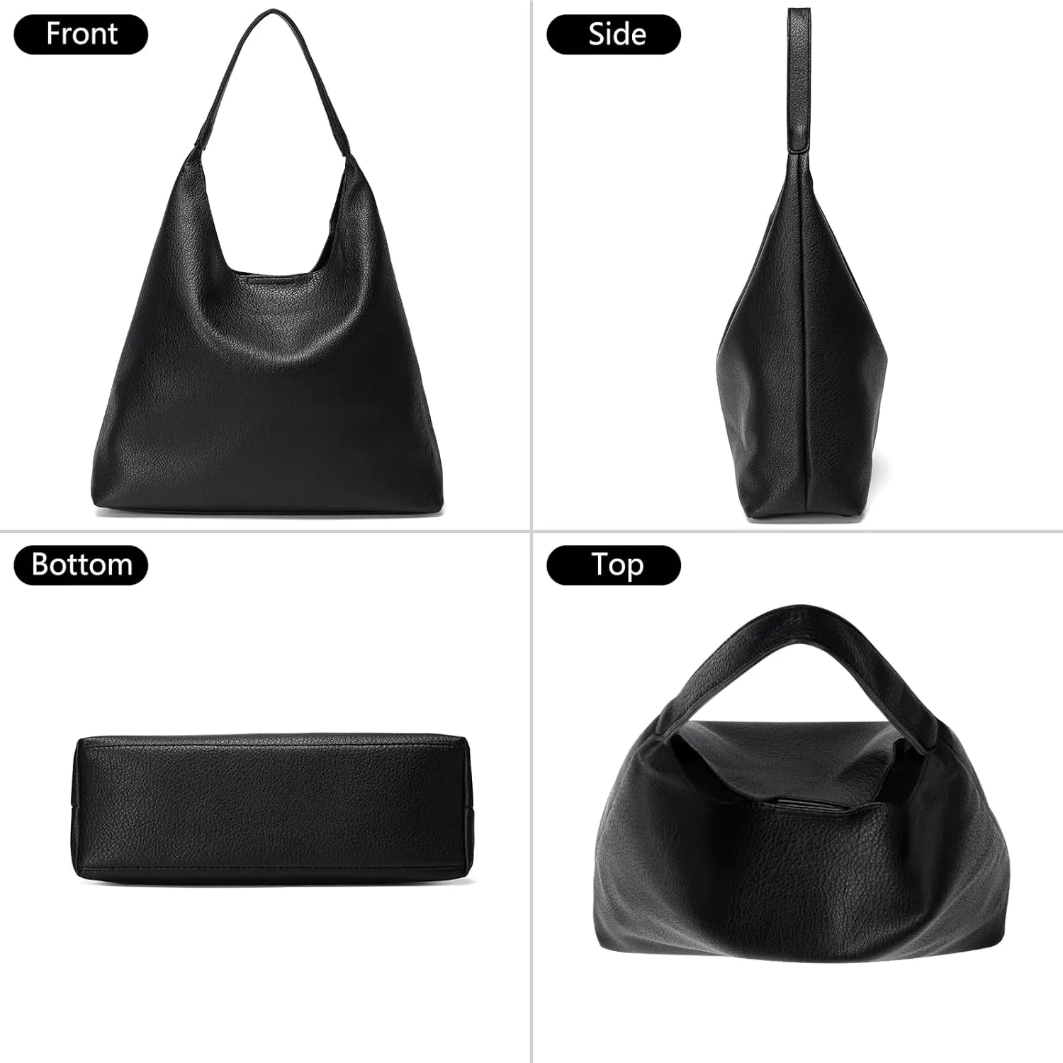 Hobo Bags for Women 2 Pcs, Soft Designer Tote Purses Slouchy Shoulder Bag Vegan Leather Handbag