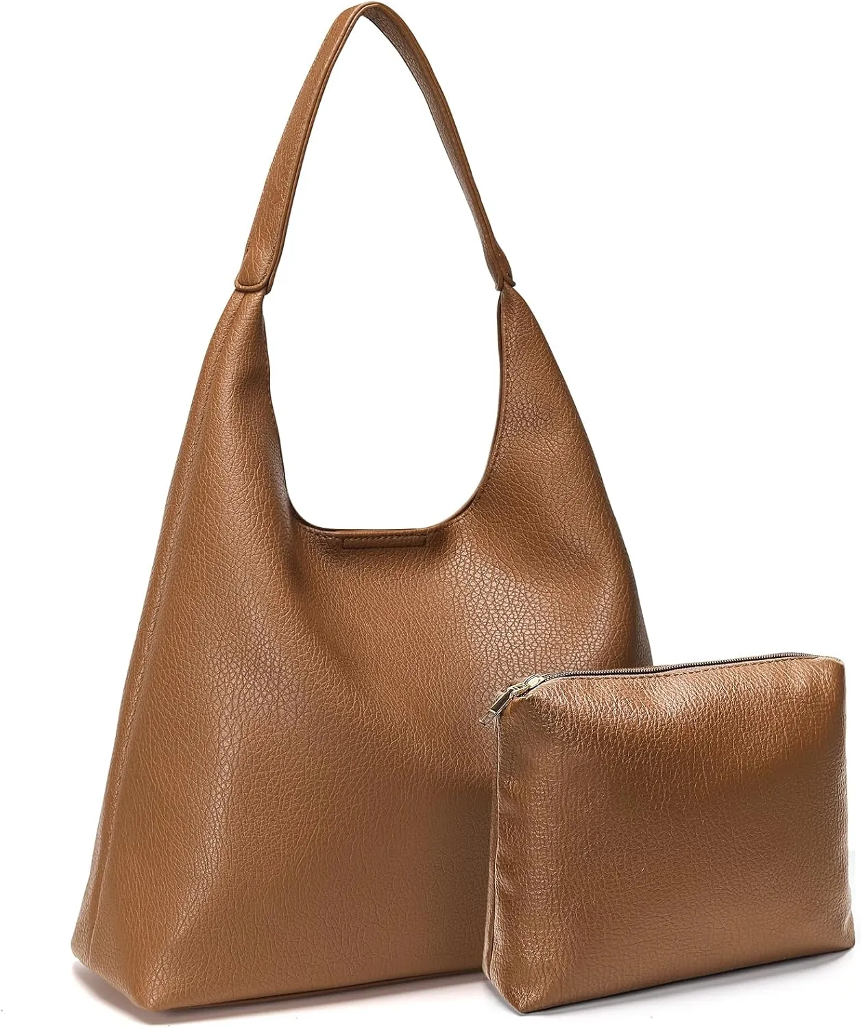 Hobo Bags for Women 2 Pcs, Soft Designer Tote Purses Slouchy Shoulder Bag Vegan Leather Handbag