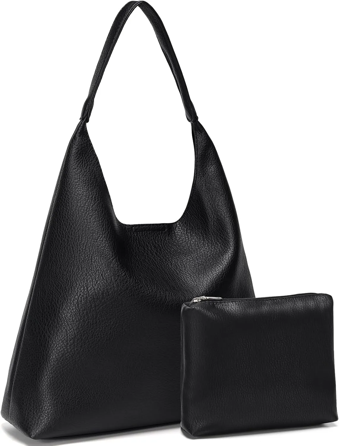 Hobo Bags for Women 2 Pcs, Soft Designer Tote Purses Slouchy Shoulder Bag Vegan Leather Handbag