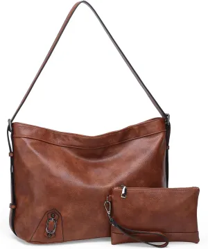 Hobo Bags for Women, Fashion Vegan Leather Hobo Purse and Handbags Ladies Medium Crossbody Satchel Bags for Travel, Brown