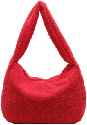Hobo Bags for Women Fuzzy Bag Slouchy Bag Large Capacity Tote Bag Casual Trendy Bag Soft Shoulder Bag Commuter Tote