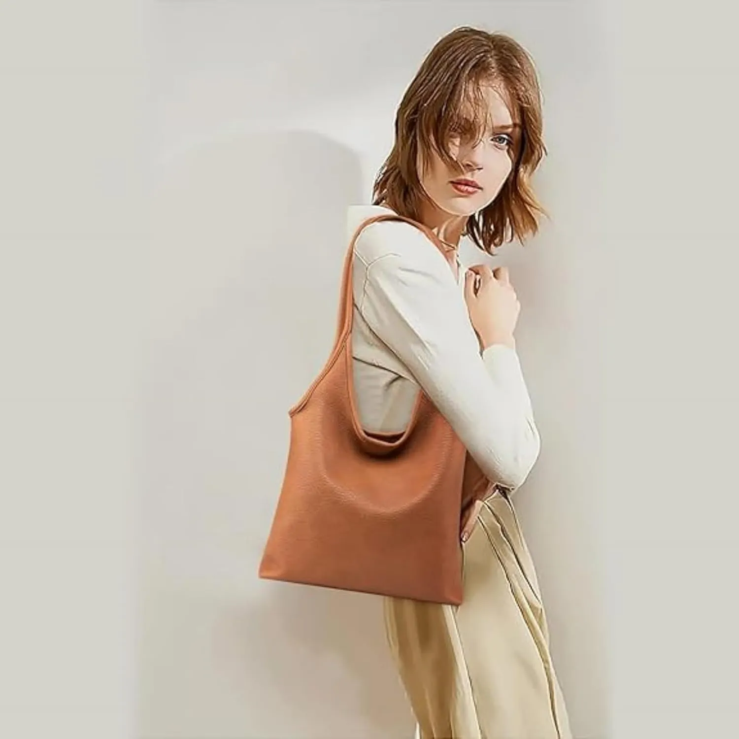 Hobo Bags for Women Leather Slouchy Tote Bag Soft Designer Shoulder Purses Top Handle Handbag for Ladies Girls
