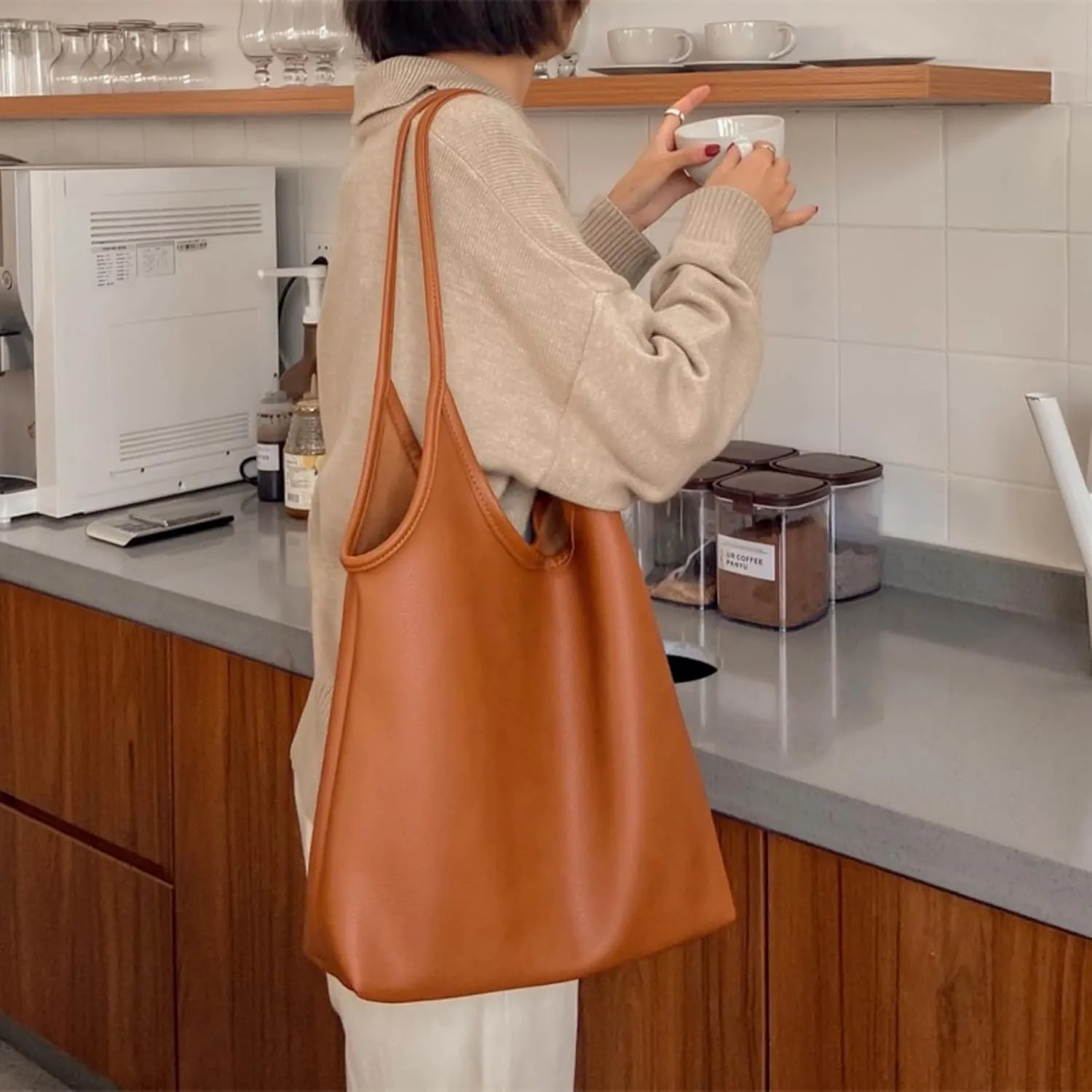 Hobo Bags for Women Leather Slouchy Tote Bag Soft Designer Shoulder Purses Top Handle Handbag for Ladies Girls