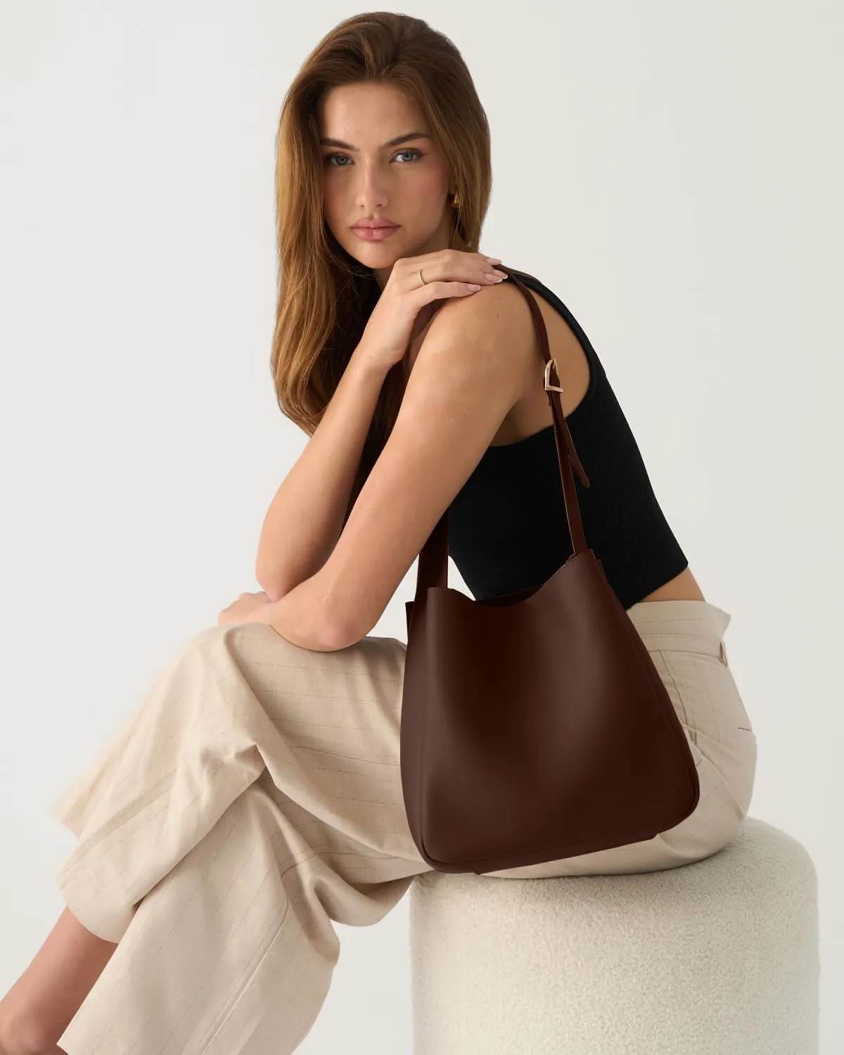 Hobo bags for Women - Slouchy Bags for Women - Soft Bucket Bags - Medium Shoulder Tote Purse Hanbag - Vegan PU Leather