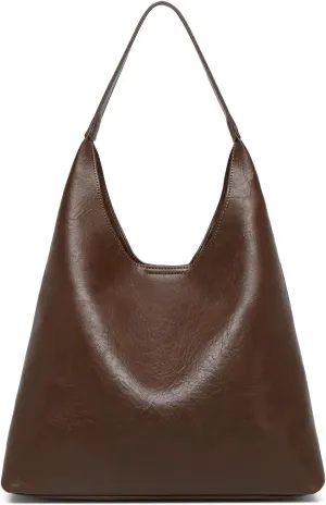 Hobo Bags for Women, Slouchy Handbag Vegan Leather Shoulder Purse 2pcs Work Tote