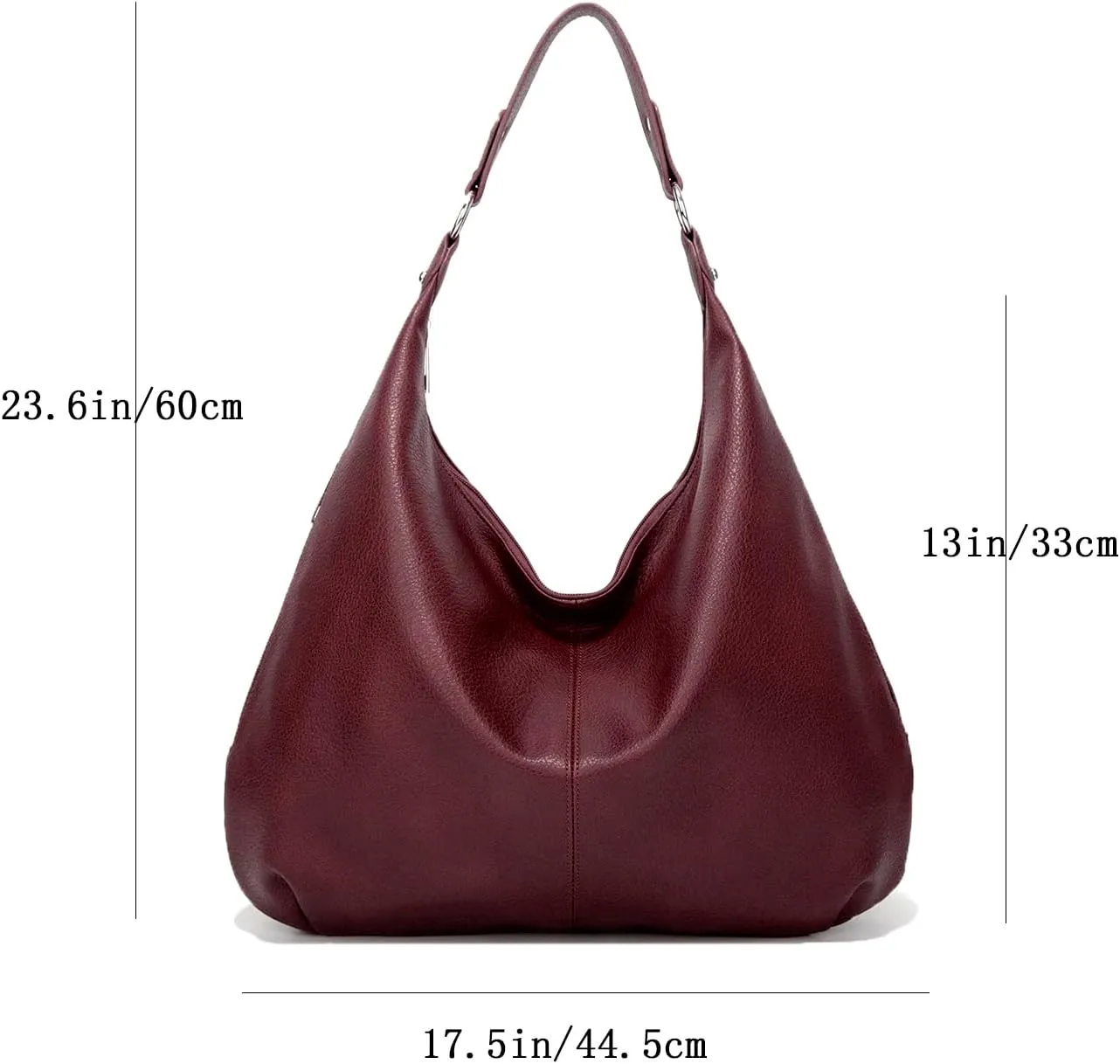 Hobo Bags for Women Soft PU Leather Slouchy Bag Shoulder Purse with Zipper