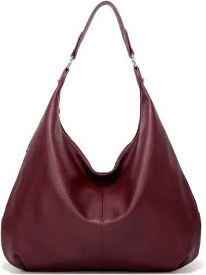 Hobo Bags for Women Soft PU Leather Slouchy Bag Shoulder Purse with Zipper