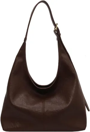 Hobo Bags for Women Soft PU Leather Tote Shoulder Bag Vintage Slouchy Handbag Purses