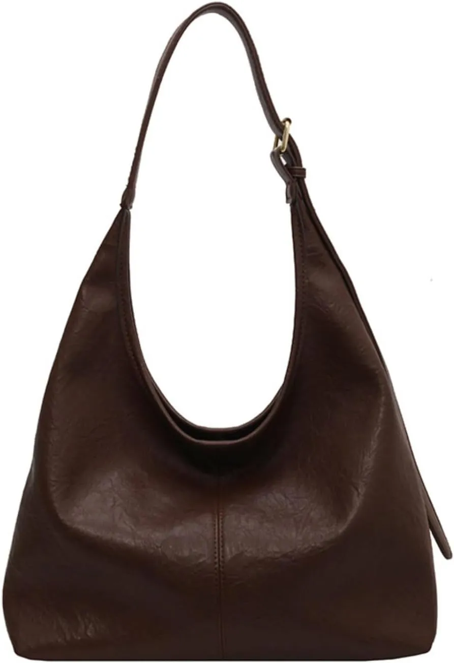Hobo Bags for Women Soft PU Leather Tote Shoulder Bag Vintage Slouchy Handbag Purses