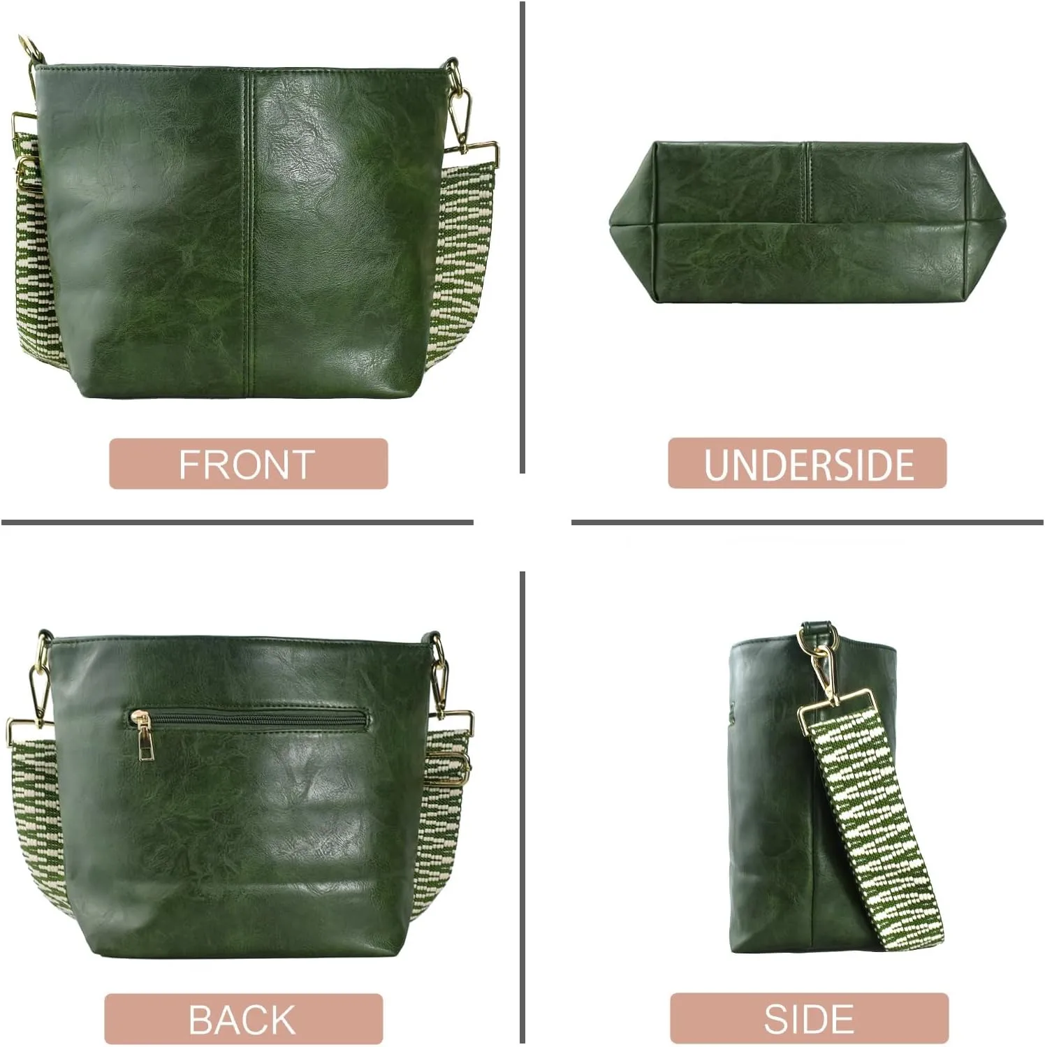 Hobo Bags Vegan Leather Crossbody Bag Guitar Strap Shoulder Purses with Zipper Handbags for Women
