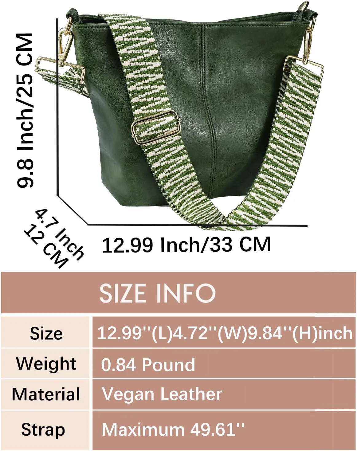 Hobo Bags Vegan Leather Crossbody Bag Guitar Strap Shoulder Purses with Zipper Handbags for Women