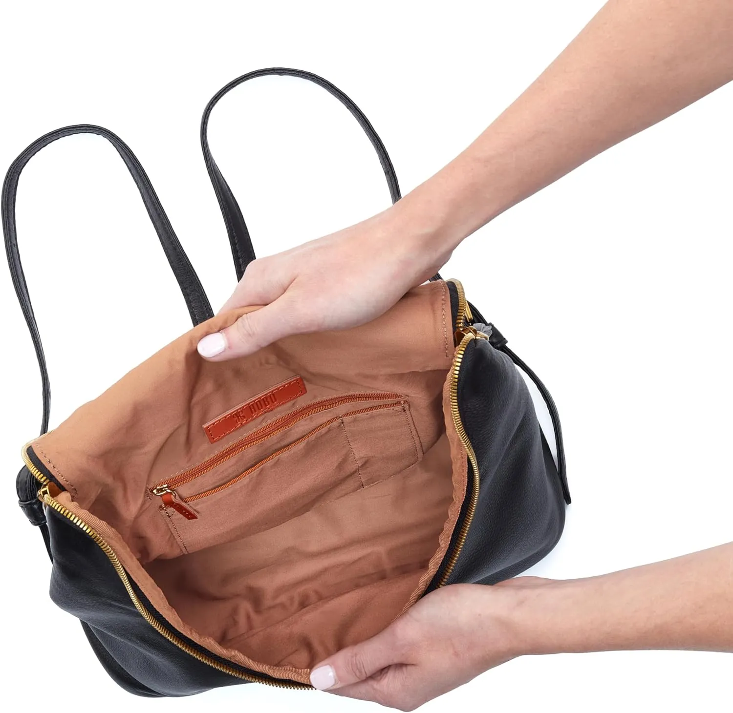 HOBO Fern Leather Travel Backpack with Adjustable Shoulder Straps, Plenty of Pockets, Zip Closure, and Room For 13" Laptop, Black