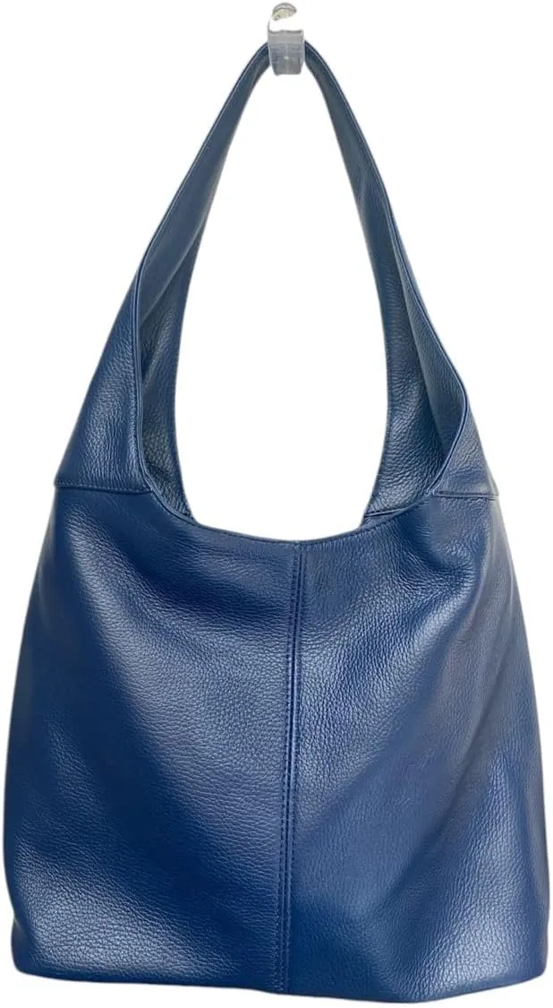 Hobo Pebbled Italian Leather Shoulder Bag – Casual Travel Tote Bag Purse