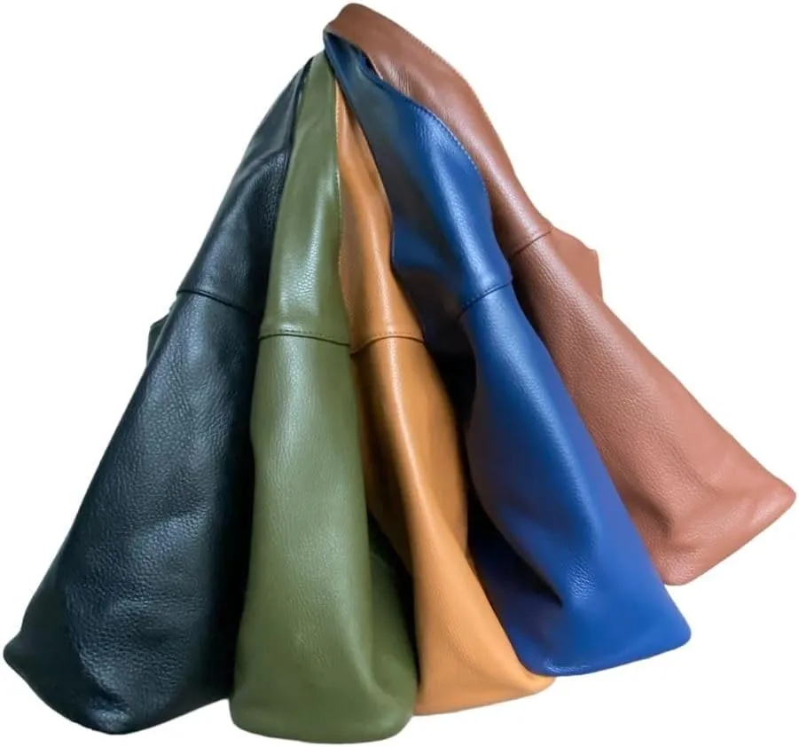 Hobo Pebbled Italian Leather Shoulder Bag – Casual Travel Tote Bag Purse