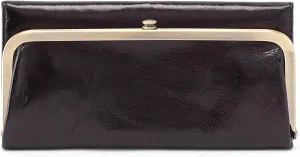 HOBO Rachel Leather Trifold Continental Wallet has a Vintage-Inspired Aesthetic, Frame Closure, Money Slot, Card Organizer, Slip Pocket, and Small Mirror, Black
