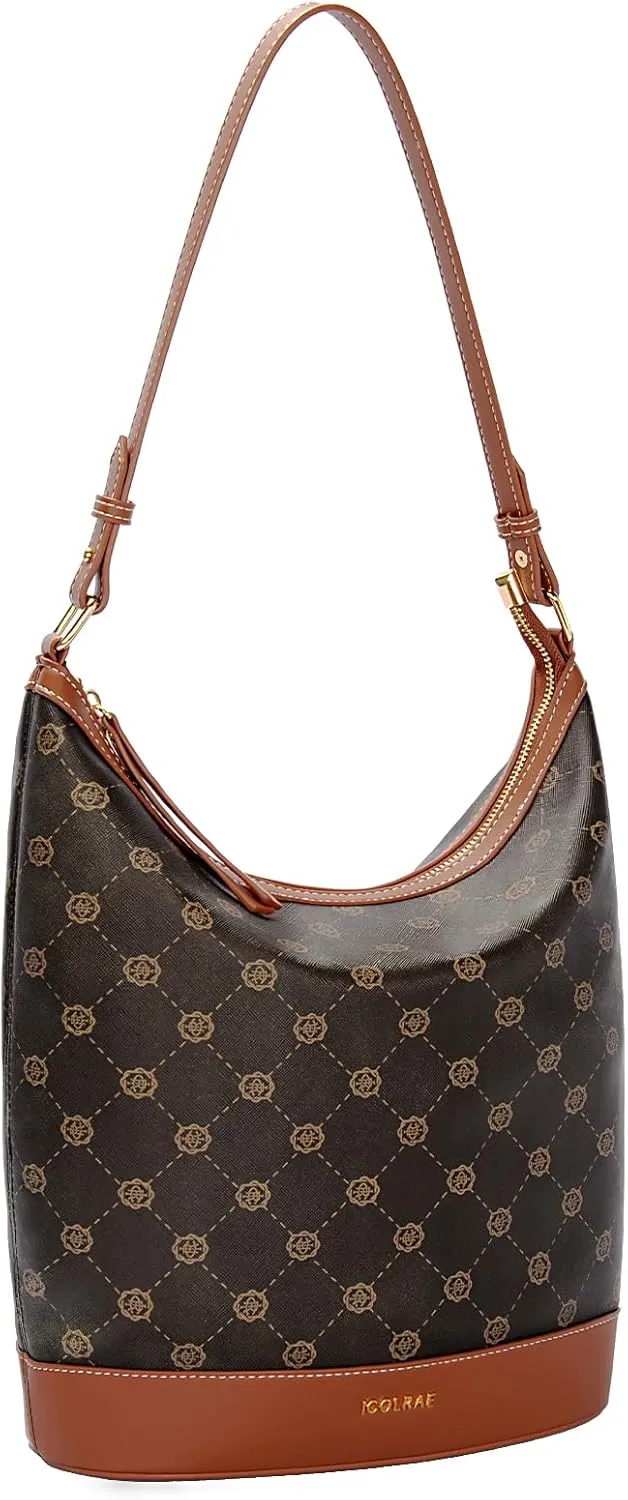 Hobo Tote Bag for Women Work Vegan Leather Small Shoulder Bag Travel Office Slouchy Handbag Bucket Purses