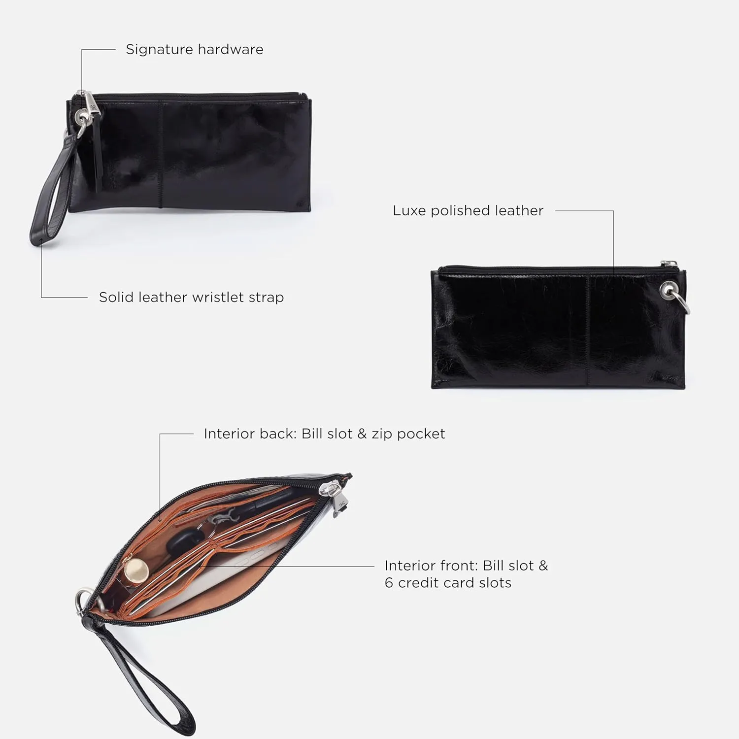 HOBO Vida Leather Wristlet Clutch Bag for Women