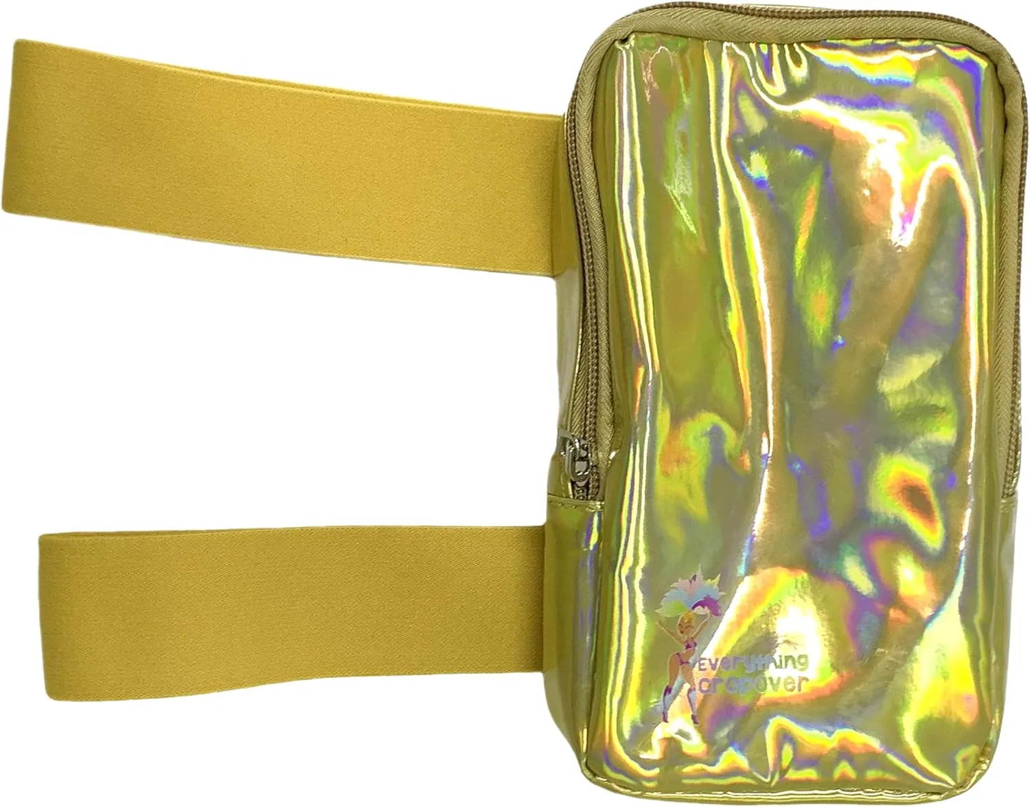 Holographic Thigh Bag | Carnival Leg Harness for Women | Outdoor Waist Pouch | J'ouvert Travel Leg Pack with Adjustable Colored Straps | Gold