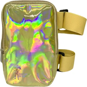 Holographic Thigh Bag | Carnival Leg Harness for Women | Outdoor Waist Pouch | J'ouvert Travel Leg Pack with Adjustable Colored Straps | Gold