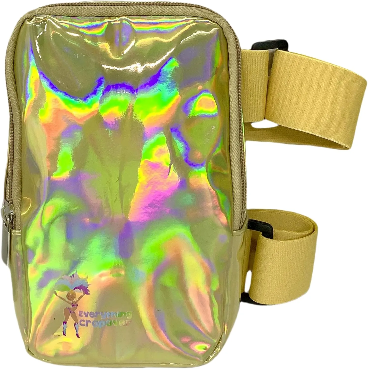 Holographic Thigh Bag | Carnival Leg Harness for Women | Outdoor Waist Pouch | J'ouvert Travel Leg Pack with Adjustable Colored Straps | Gold