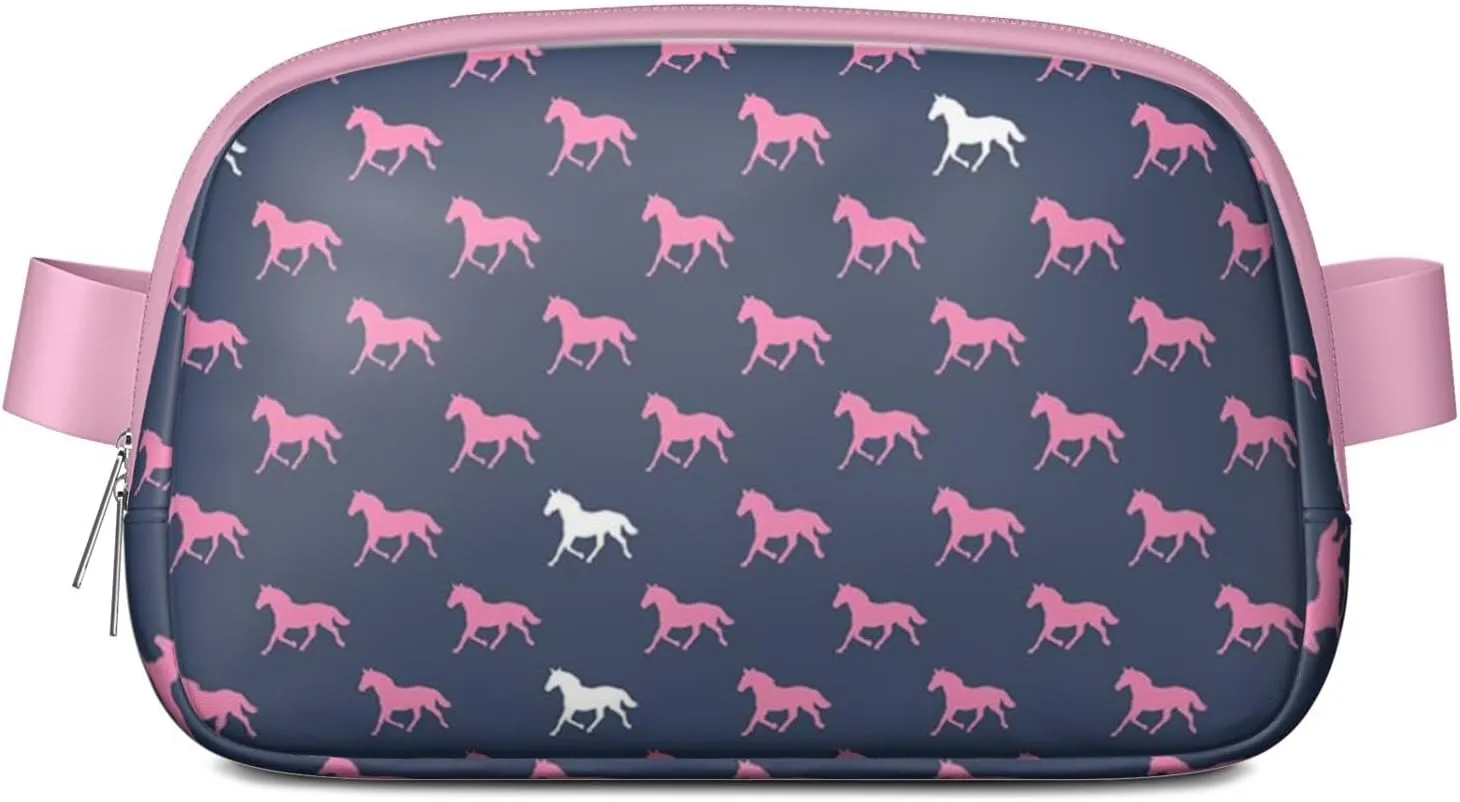 Horse Mini Belt Bag for Men Women Pony Floral Waist Packs Crossbody Bags Adjustable Strap for Hiking Cycling Sports