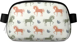 Horse Mini Belt Bag for Men Women Pony Floral Waist Packs Crossbody Bags Adjustable Strap for Hiking Cycling Sports